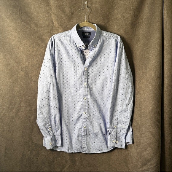 Original Penguin Heritage Slim Fit Button Down Light Blue Micro Dot 16.5/34-35 - Picture 6 of 14